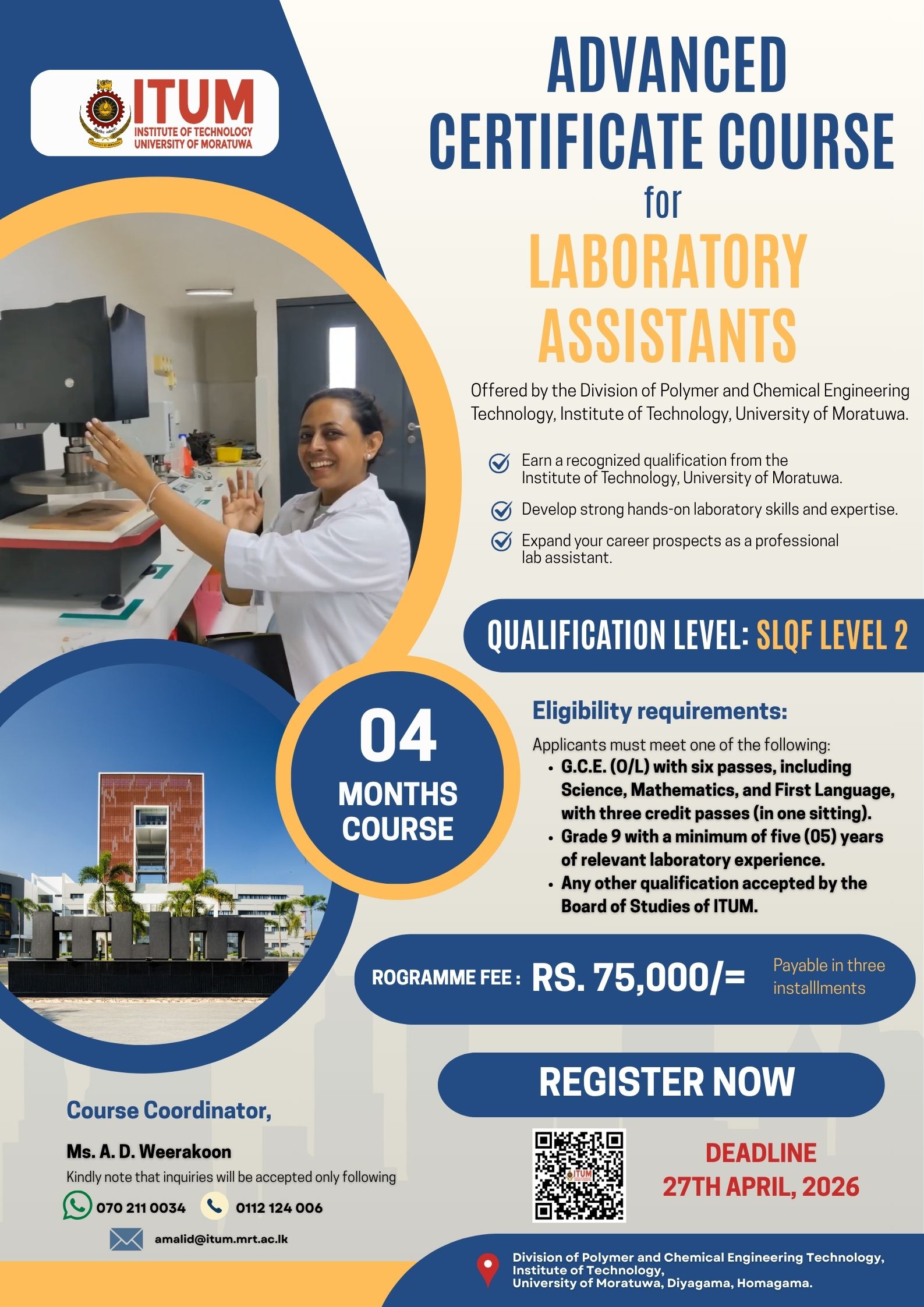 Advanced Certificate Course for Laboratory Attendants