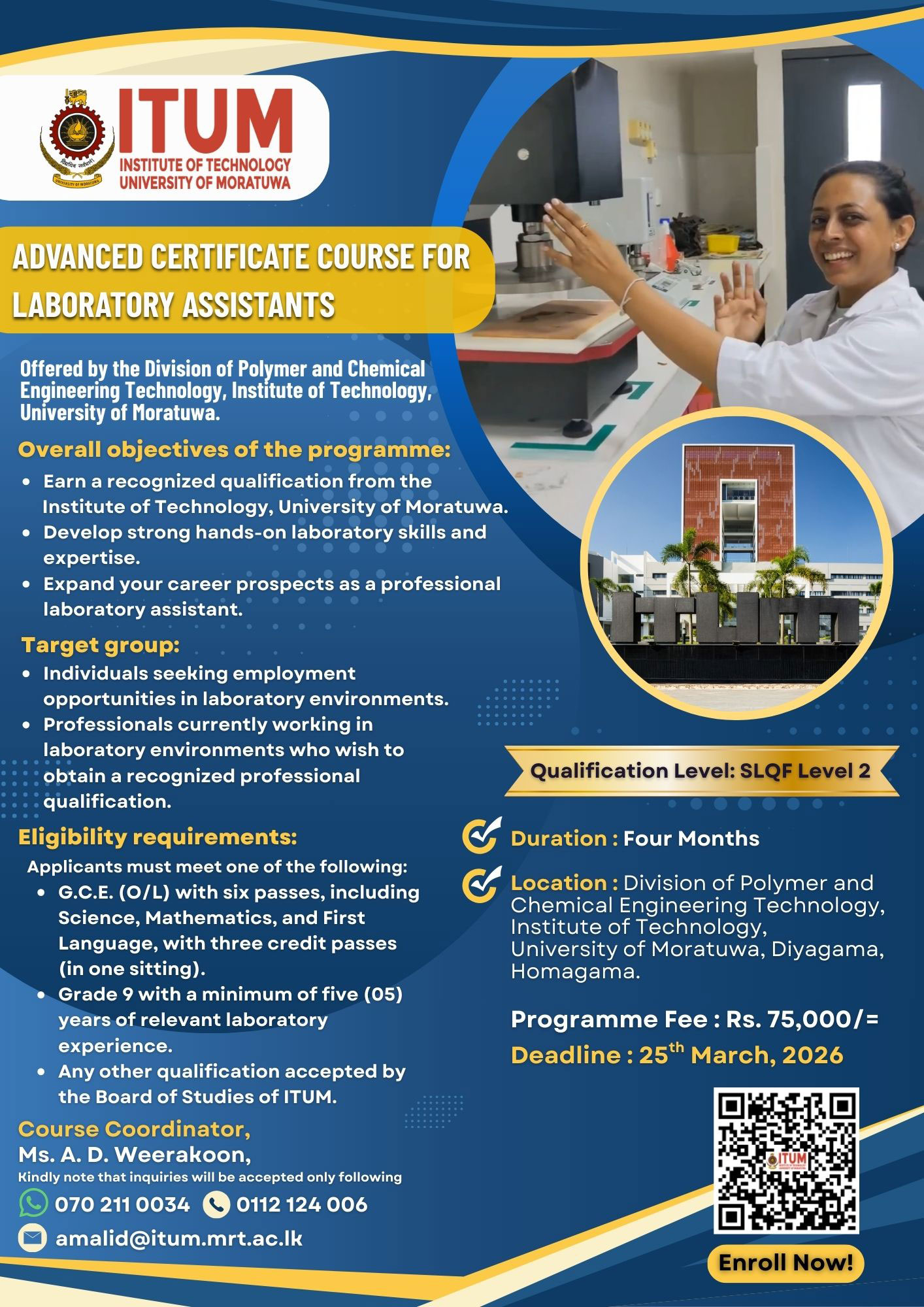Advanced Certificate Course for Laboratory Attendants